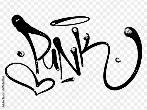 illustration Black graffiti tag lettering aerosol can spray paint