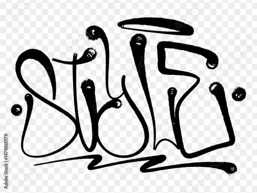 illustration Black graffiti tag lettering aerosol can spray paint