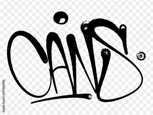 illustration Black graffiti tag lettering aerosol can spray paint