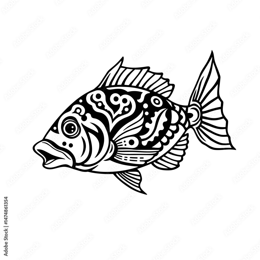 Fototapeta premium Realistic Fish Sketch