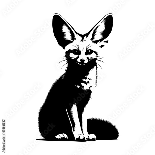 fennec fox, silhouette vector file.