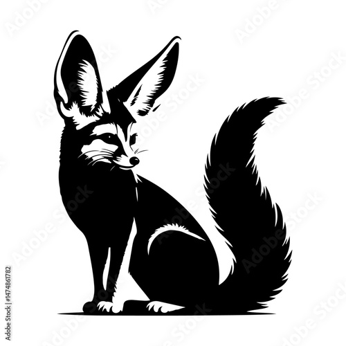 fennec fox, silhouette vector file.