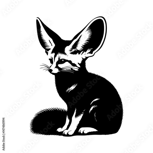 fennec fox, silhouette vector file.