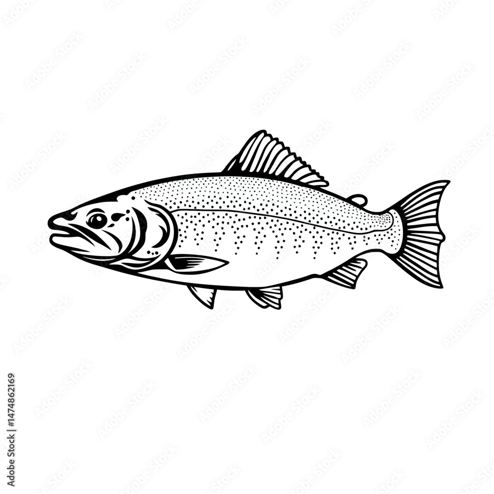 Fototapeta premium Happy Fish with Bubbles