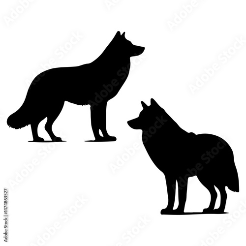 Iberian wolf,hed silhouette vector file.