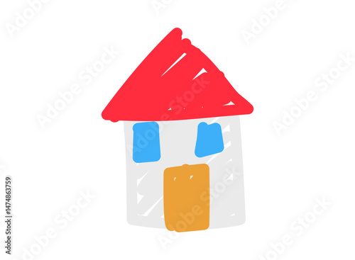 set of an Crayon Child Drawing Home
