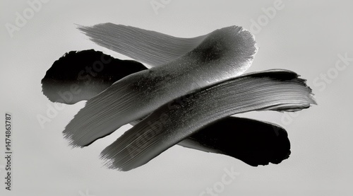 Abstract Painting With Bold Strokes and Mixed Textures Showcasing Black, Whit...