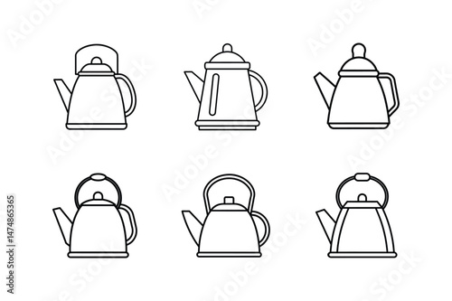 kettle icon line art vector illustration