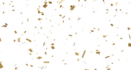 3d render of Gold confetti flying for celebrate isolated on transparent background.