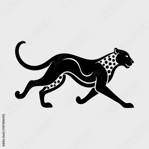 Cheetah Running Silhouette in Motion Vector Illustration