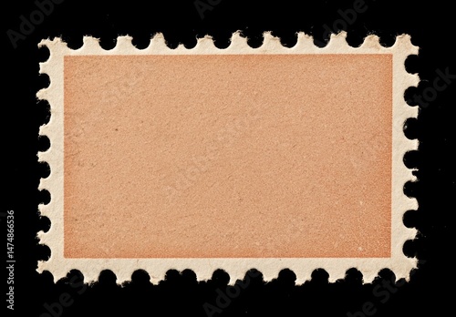 Old, used postage stamp, light orange/tan color, rectangular, with a border