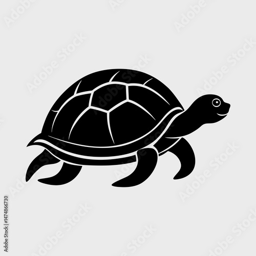 Turtle Silhouette Slowly Walking Vector Illustration