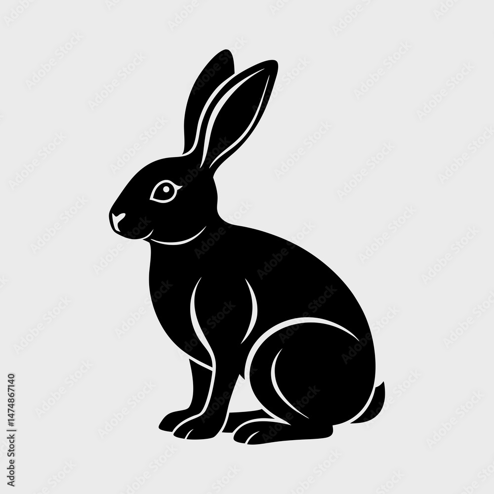 Fototapeta premium Minimal Silhouette of a Rabbit Sitting Vector Illustration