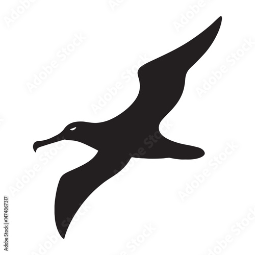 Silhouetted Ocean Wanderer – Albatross illustration – Minimalist Albatross vector – Bird silhouette

