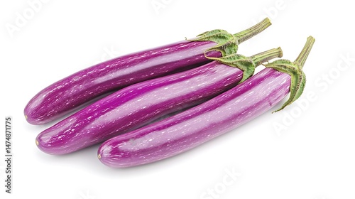 Wallpaper Mural A  view of three purple eggplants on a plain white background Torontodigital.ca