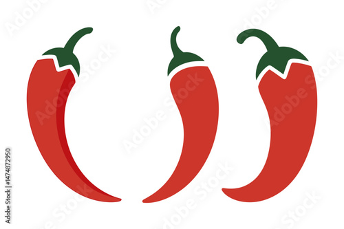 Red hot chili peppers spicy food vector graphic