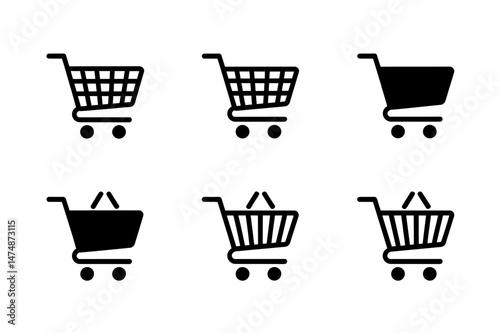 Shopping cart icon set e commerce retail symbol