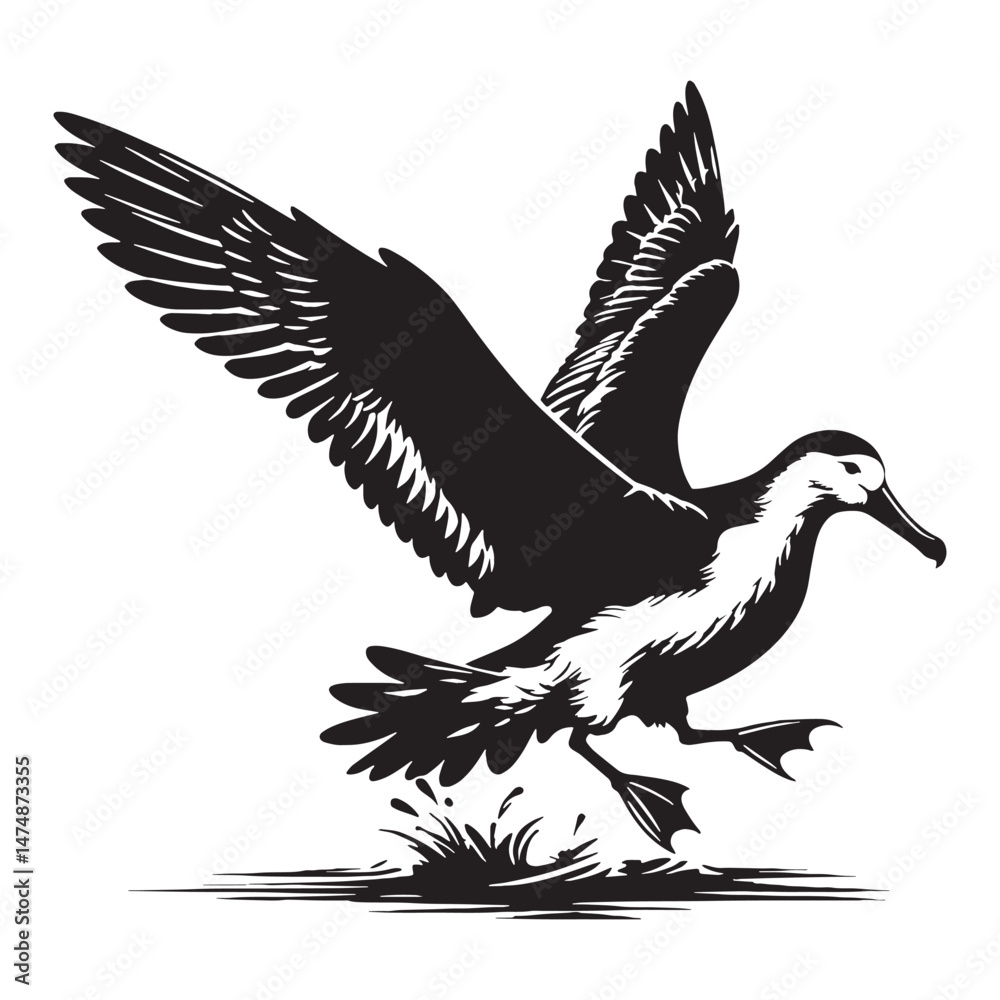 Obraz premium Endless Sky Albatross silhouette – Albatross illustration – Minimalist Albatross vector – Bird silhouette