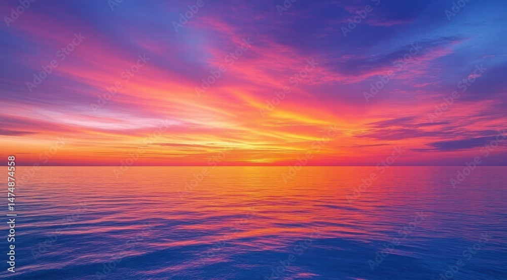 Fototapeta premium Calm ocean view at sunset under bright sky