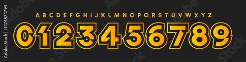 Numeric geometric font, bold angular alphabet, sharp logo typography, modern cutout typeface, tech-style number and letter set, gaming visual identity, retro-futurism type design. Vector typeset.