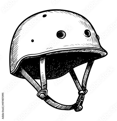 protective sports helmet hand drawn vector sketch
