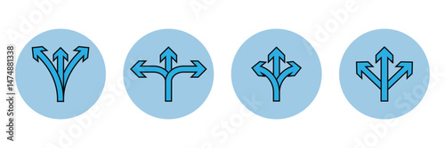 Three way direction arrow icon. Three ways icon.
