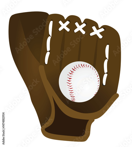 Brown baseball glove. vector illustration
