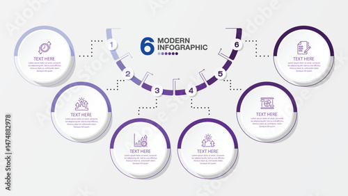 Half circle 6 data infographic.