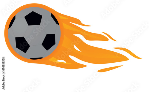 Soccer ball on fire sign. vector