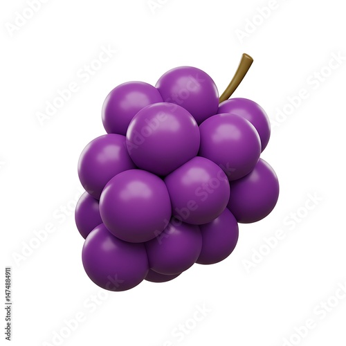 3D Realistic Purple Grapes Cluster photo
