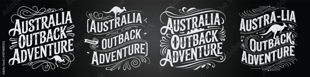 Obraz premium Australia Chalkboard Calligraphy with International Symbols and Maps