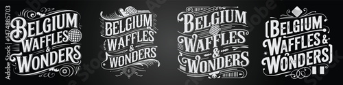 Belgium Typography Poster with Nation Flags and Chalk Map Symbols