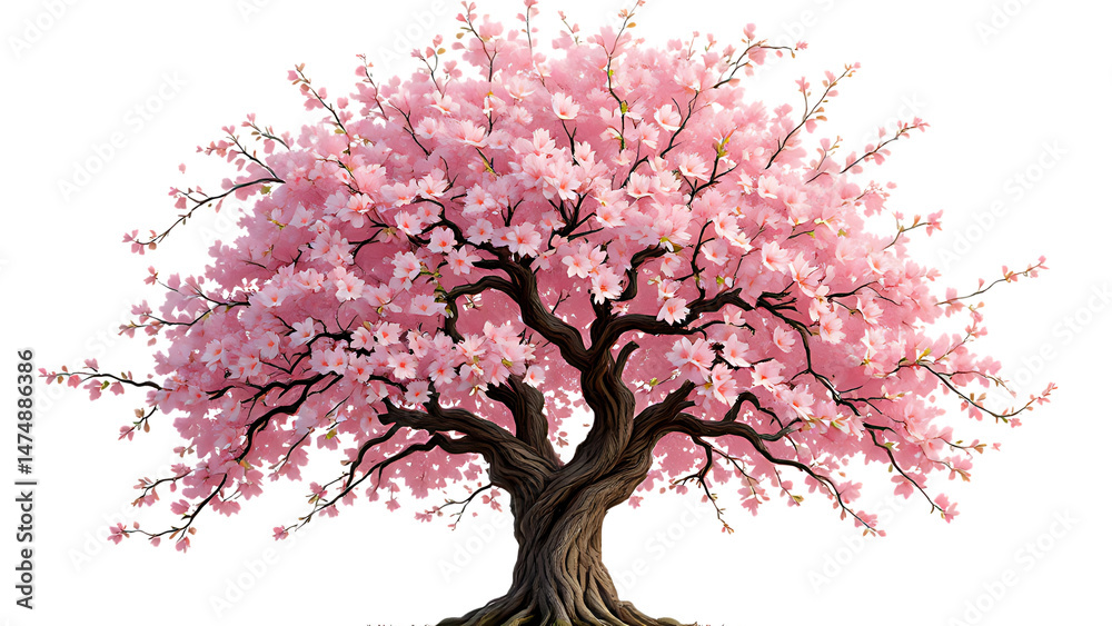 Fototapeta premium Beautiful pink cherry blossom tree in full bloom.