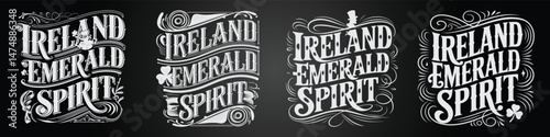 Ireland Vintage Blackboard Illustration Featuring Diverse Education