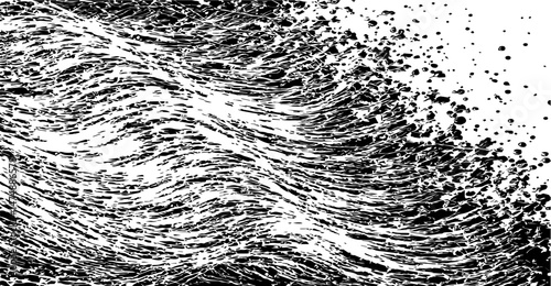 Monochrome Dynamic Wave Texture: Abstract Black and White Water Pattern with Energetic Ripple Effect for Creative Backgrounds and Visualizations, Fluid Design Element
