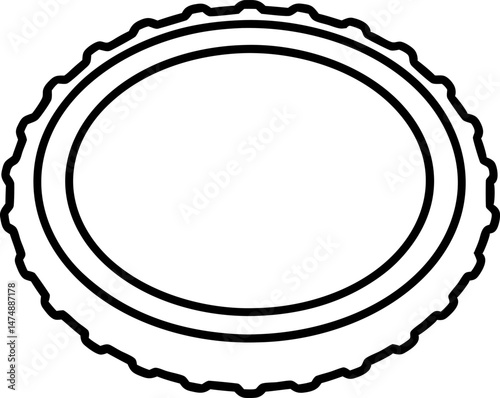 Bottle Cap Top View Line Art Vector Illustration