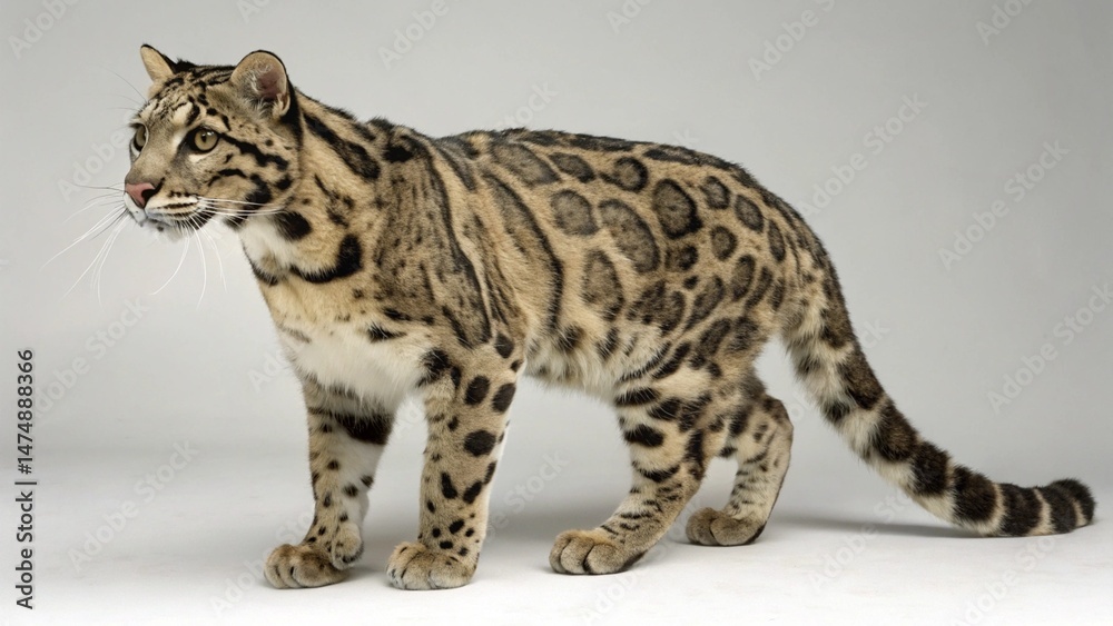 Fototapeta premium Clouded Leopard on studio background 