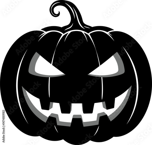Spooky Halloween Jack-o'-lantern Illustration Creepy Carved Pumpkin Design