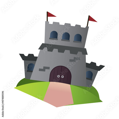 Cartoon medieval castle. Vector