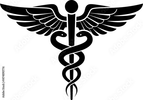 Caduceus Symbol Medical Healthcare Icon,  Winged Staff, Serpent, Healing