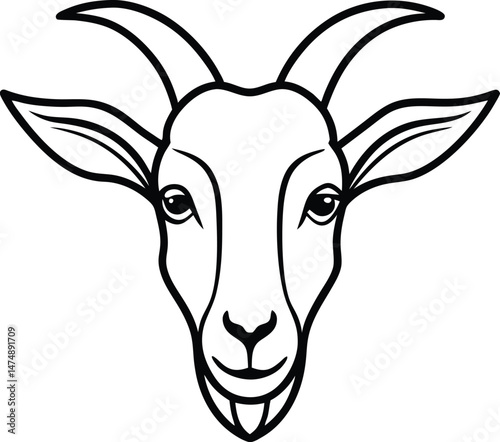 vector illustration of a head of a goat