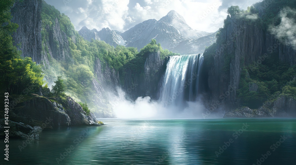 Fototapeta premium Waterfall landscape nature scene