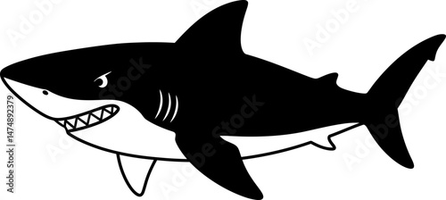 Fearsome Great White Shark Silhouette A Powerful Ocean Predator Illustration