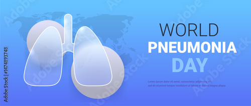 World Pneumonia Day glass morphism banner on blue. Health care template vector illustration