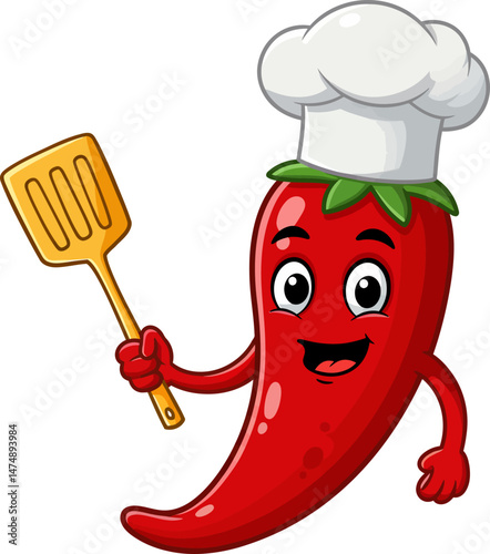 Spicy Chef Chili Pepper Cartoon Character Illustration