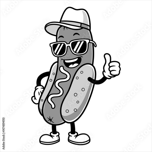 Cool Hot Dog Cartoon Character Illustration photo