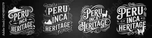 Peru Blackboard with Topographic Chalk Style & Education Concepts