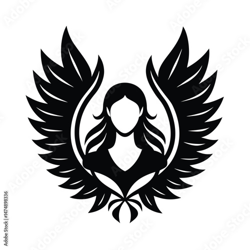 Elegant vector illustration of a woman with wings representing grace freedom and feminine power