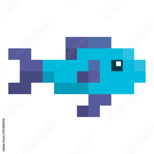 Isolated colored pixelated fish icon Vector