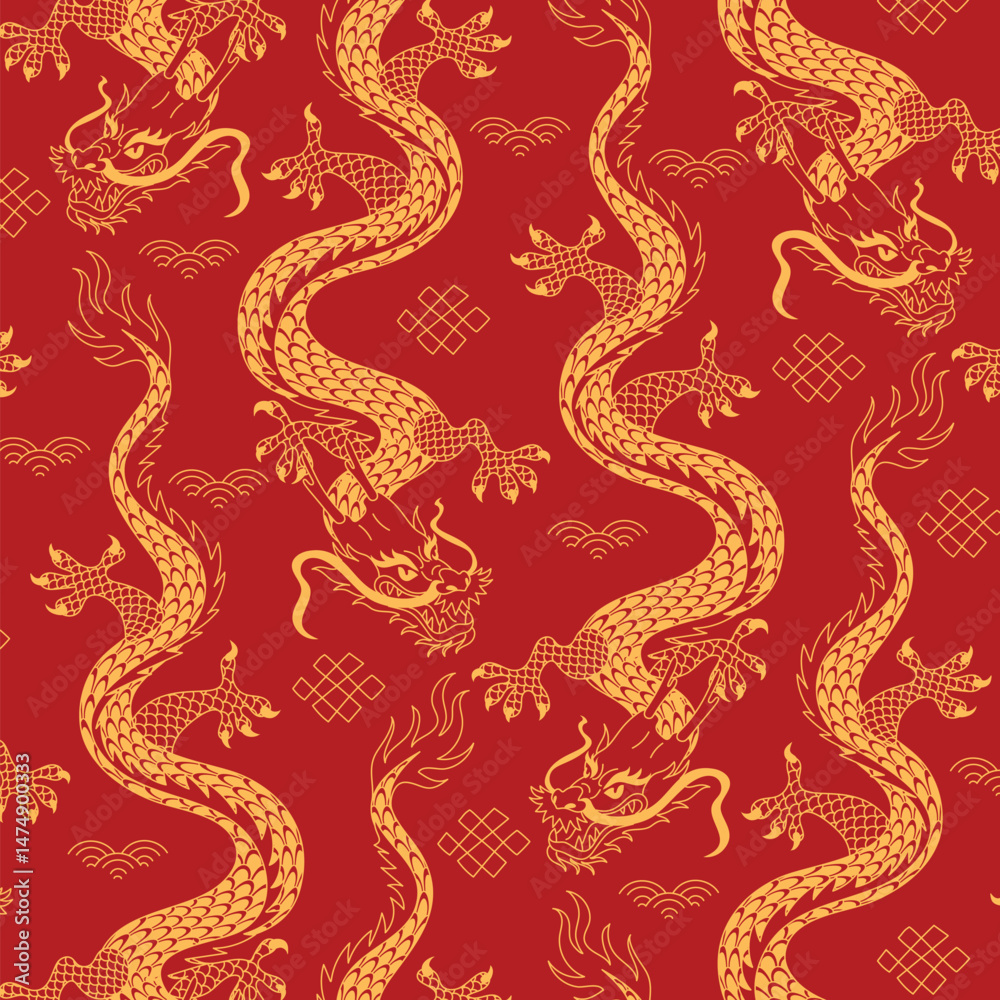 Obraz premium dragon pattern vector design